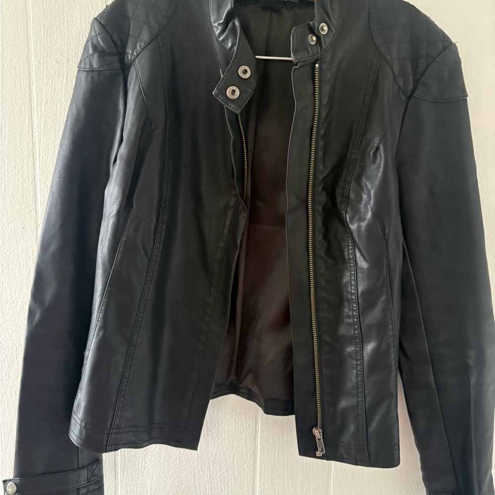 French Connection Black Leather Jacket - Picture 7 of 10